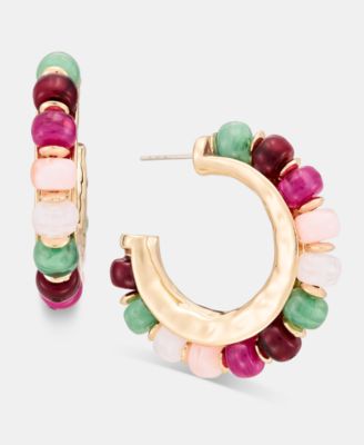 Gold-Tone Acrylic Hoop Earrings