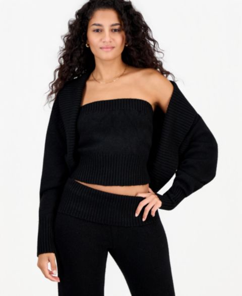 Женский кардиган Bar III Oversized Shawl Collar Long-Sleeve, цвет: Чёрный