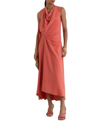 Women's Dorota Cowl-Neck Asymmetrical Draping Midi Dress