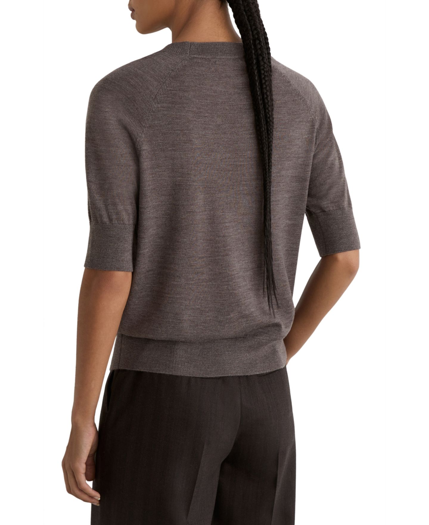 Женская футболка REISS Suzzie Merino Wool Short Raglan Sleeves, цвет: Мокко коричневый — фото 2
