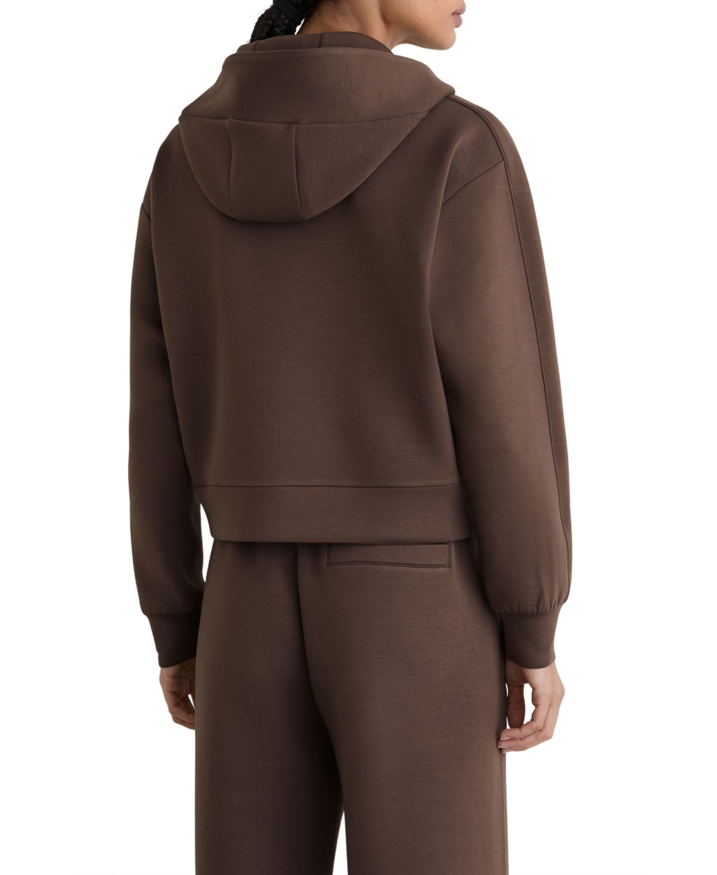 Женское худи REISS Lockie Premium-Interlock Half-Zip Kangaroo-Pocket, цвет: Мокко коричневый — фото 3