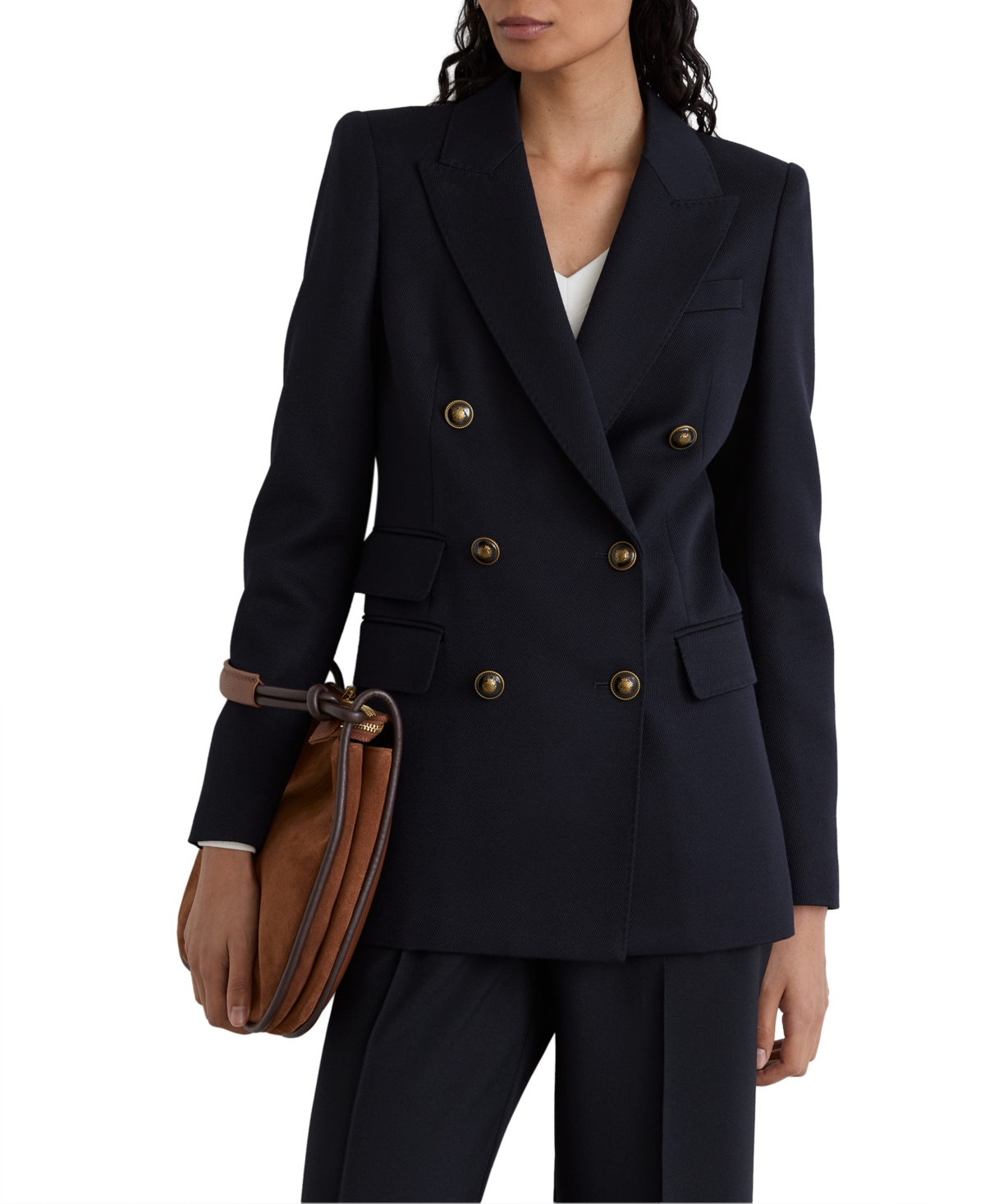 Reiss Women's Lauryn Wool-Blend Twill Double-Breasted Blazer - Navy