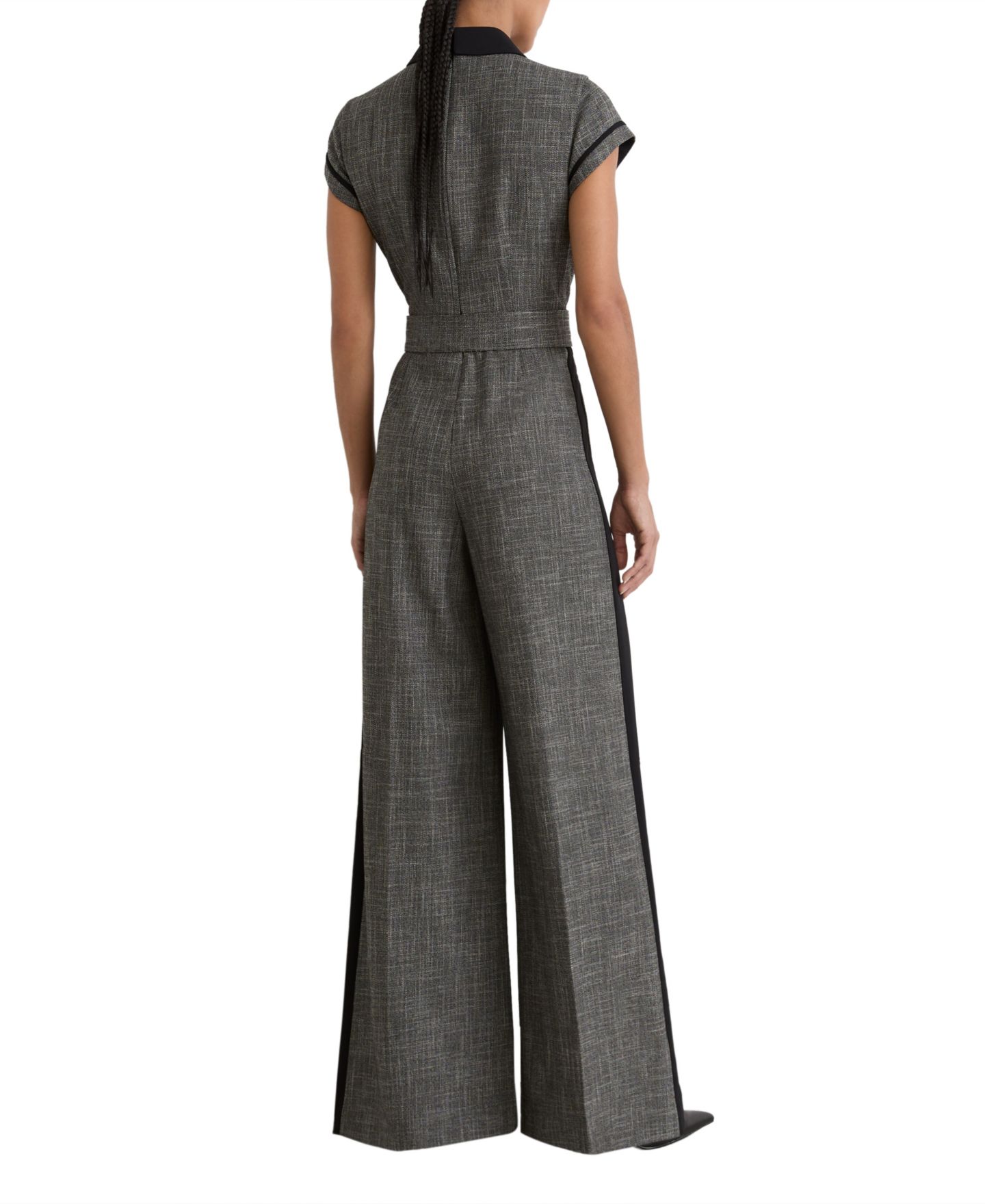 Женский комбинезон REISS Bella Collared Short-Sleeve Wide-Leg Jumpsuit, цвет: Серый — фото 2