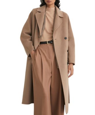 Petite Lucia Double-Breasted Long Wool-Blend Coat