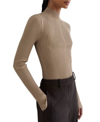 Women's Nancy Fitted Rib-Knit Mock-Neck Sweater