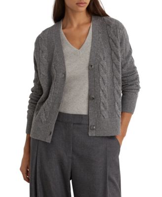 Women's Elowen Wool/Cashmere Blend Cable-Knit V-Neck Cardigan