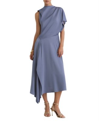 Women's Naomi One-Shoulder Satin Asymmetrical Midi Dress