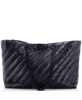 Large Crush Carry All Chain Tote Quilted Leather