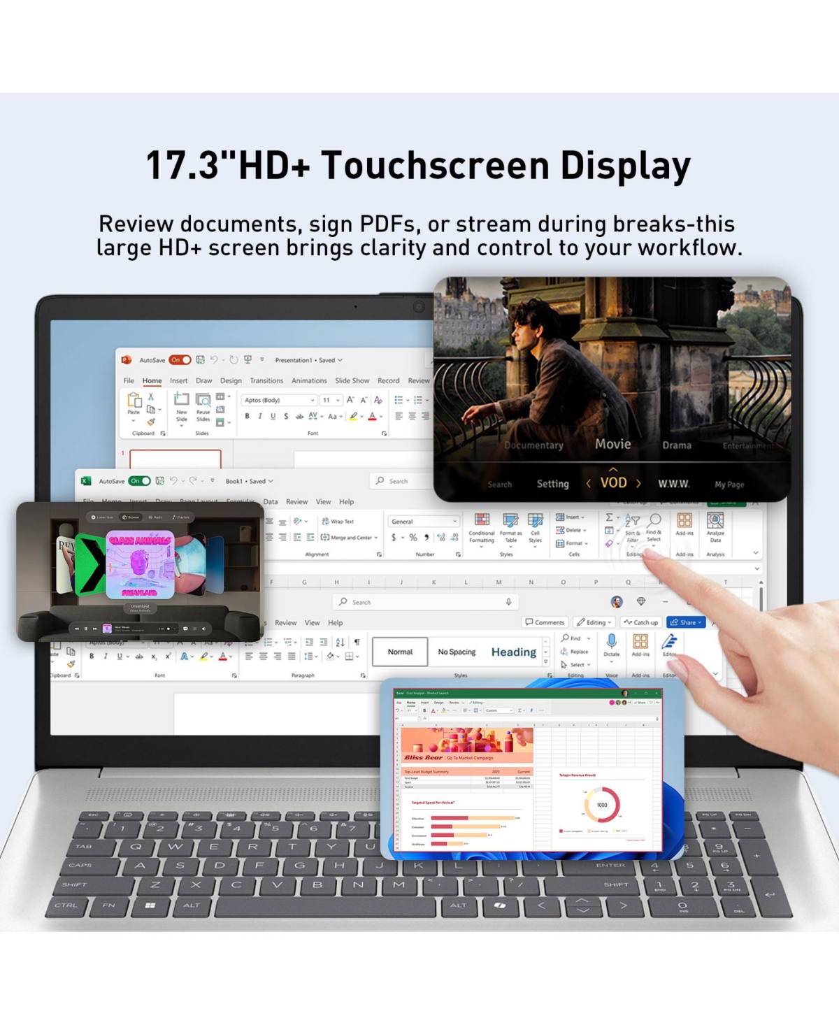 Hp Essential 17.3" Hd+ Touchscreen Laptop, Intel Core i7-1355U, Intel Uhd Graphics, 8GB Ram, 1TB Ssd, Wi-Fi 6, Windows 11 Home, Silver