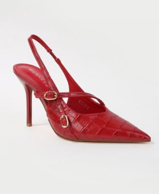 Carlee Croc Embossed Pointed Toe Slingback Stiletto Pumps
