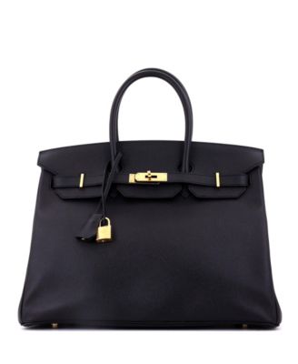 Pre-Owned Hermes Birkin 35 Handbag Black Epsom with Gold Hardware