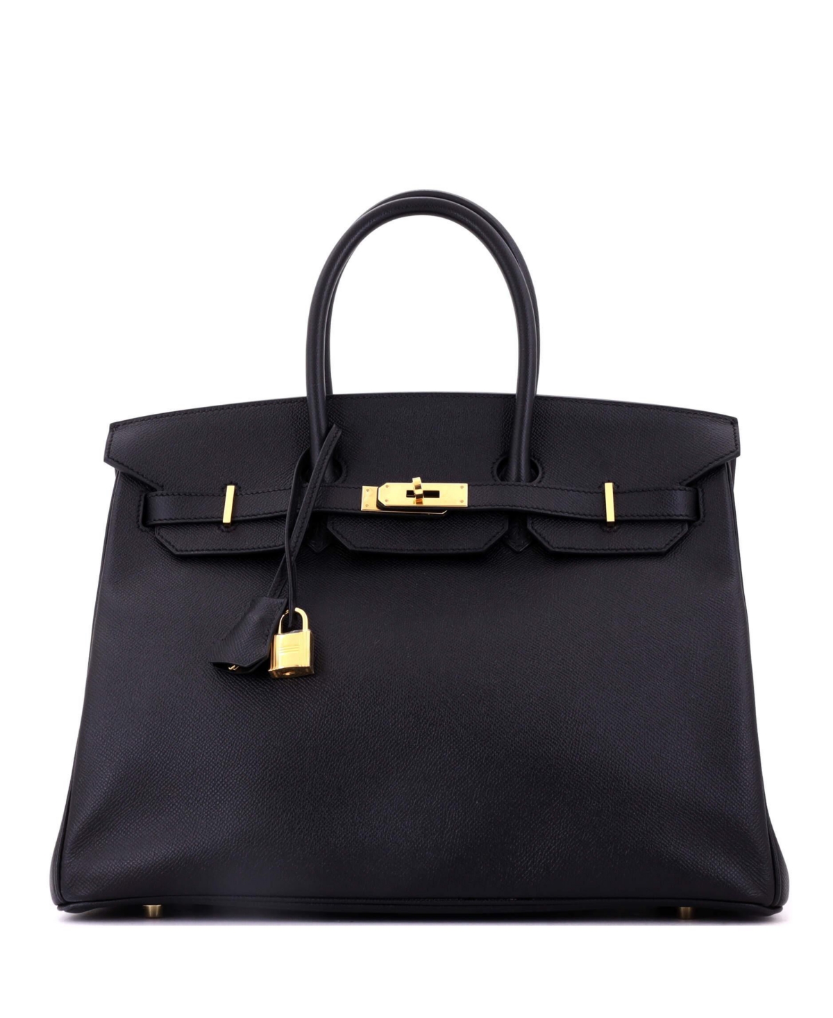 Pre-Owned Hermes Birkin 35 Handbag Black Epsom with Gold Hardware - Black