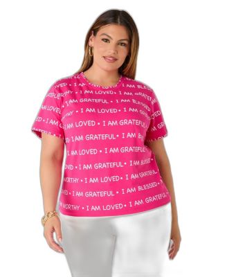 Plus Size I Am Printed Crewneck T-Shirt