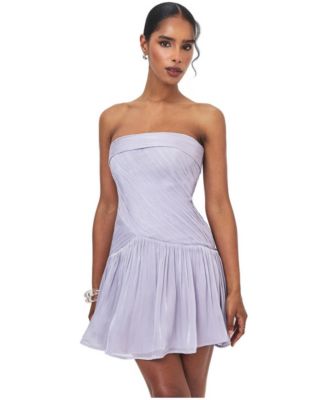 Women's Yalena Lavender Crystal Organza Strapless Mini Dress
