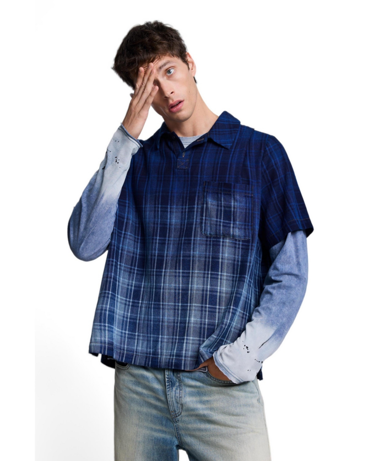Desigual Men's Checkered Polo T-shirt
