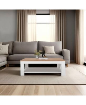 Rectangular Coffee Table with Lower Shelf, Wenge and Oak