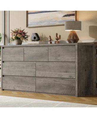 7 Drawer Dresser for Bedroom, Wide Chest of Drawers, Large Wood Dresser  Wooden Storage Organizer for Living Room, Hallway Entryway
