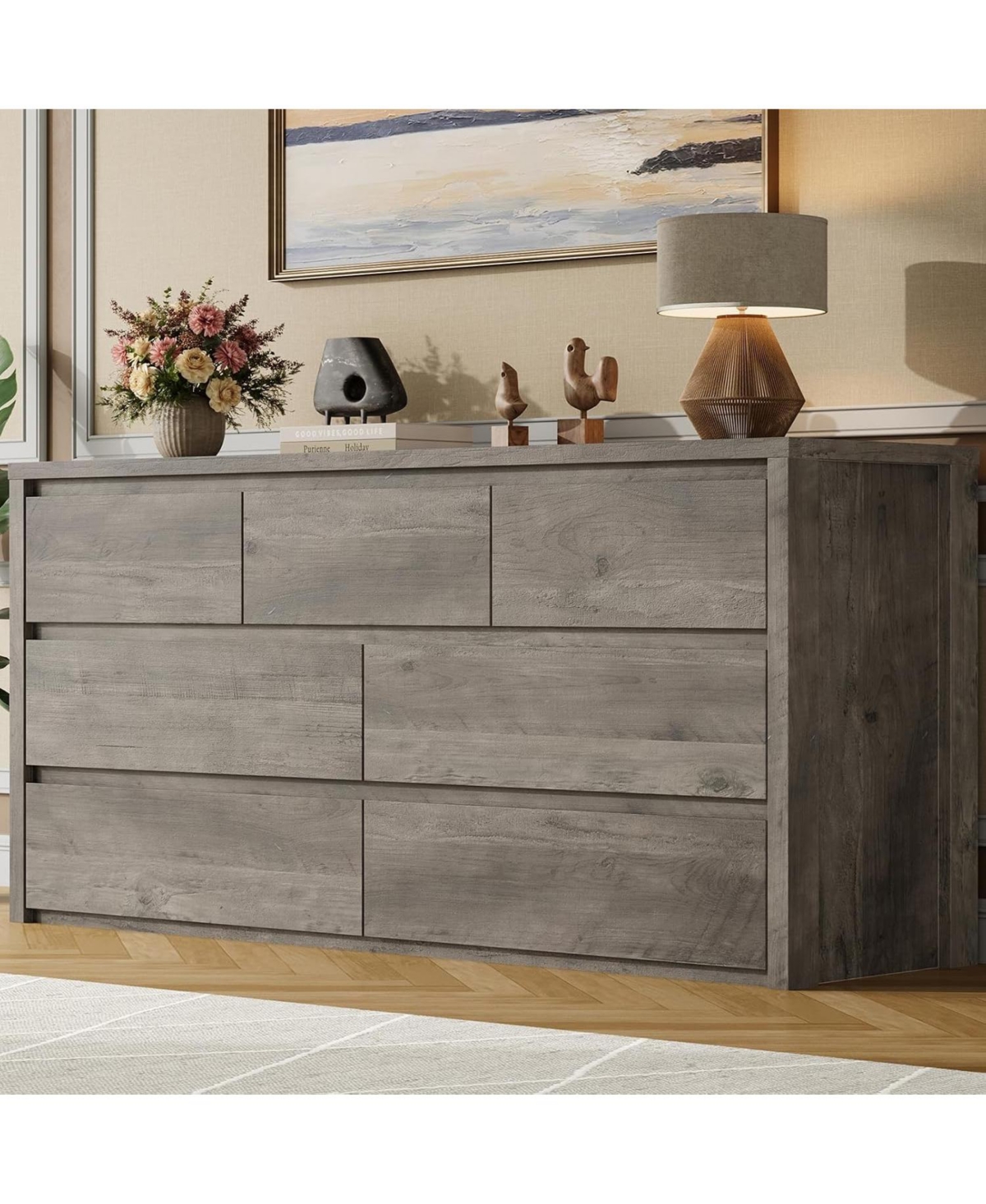 gaomon 7 Drawer Dresser for Bedroom, Wide Chest of Drawers, Large Wood Dresser Wooden Storage Organizer for Living Room, Hallway Entryway