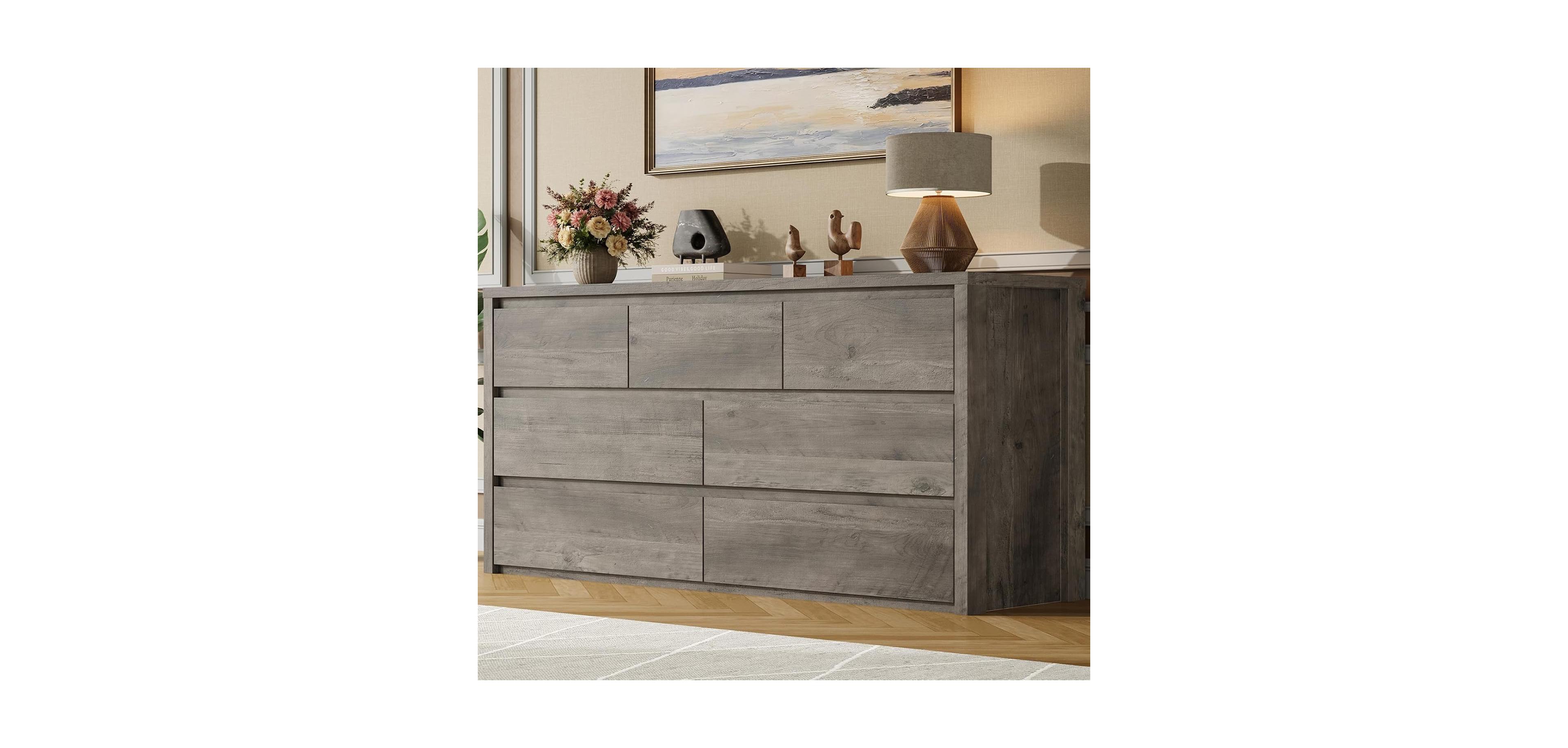 gaomon 7 Drawer Dresser for Bedroom, Wide Chest of Drawers, Large Wood Dresser Wooden Storage Organizer for Living Room, Hallway Entryway