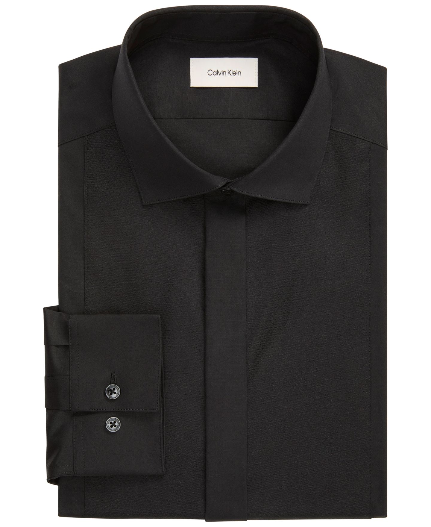 Мужская рубашка Calvin Klein Tailored Occasion Slim-Fit Stretch Pique Bib Dress Shirt, цвет: Чёрный — фото 3