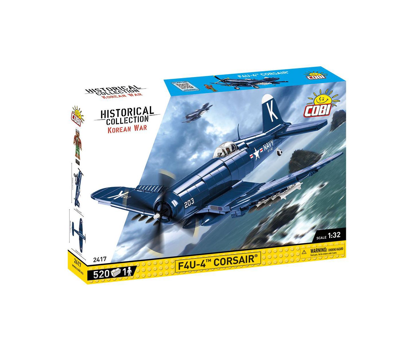 Детский конструктор COBI Korean War F4U-4 Corsair 1:32 Scale 520-Piece Building Set, Ages 8+ — фото 2