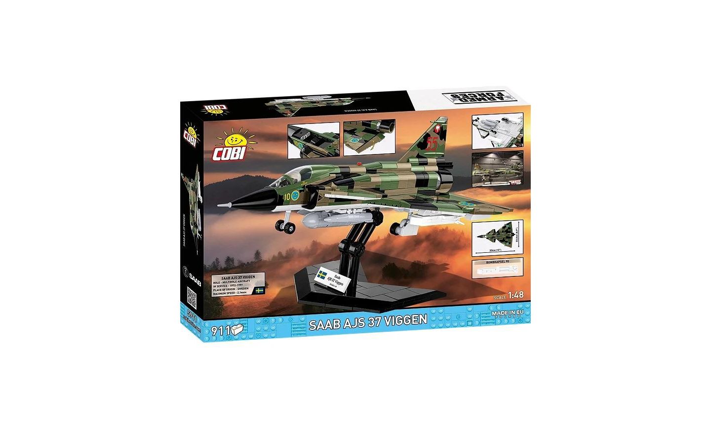 Детский конструктор COBI Armed Forces Saab AJS37 Viggen Aircraft Licensed 911-Piece Building Set with Display Stand, Ages 9 & Up — фото 2