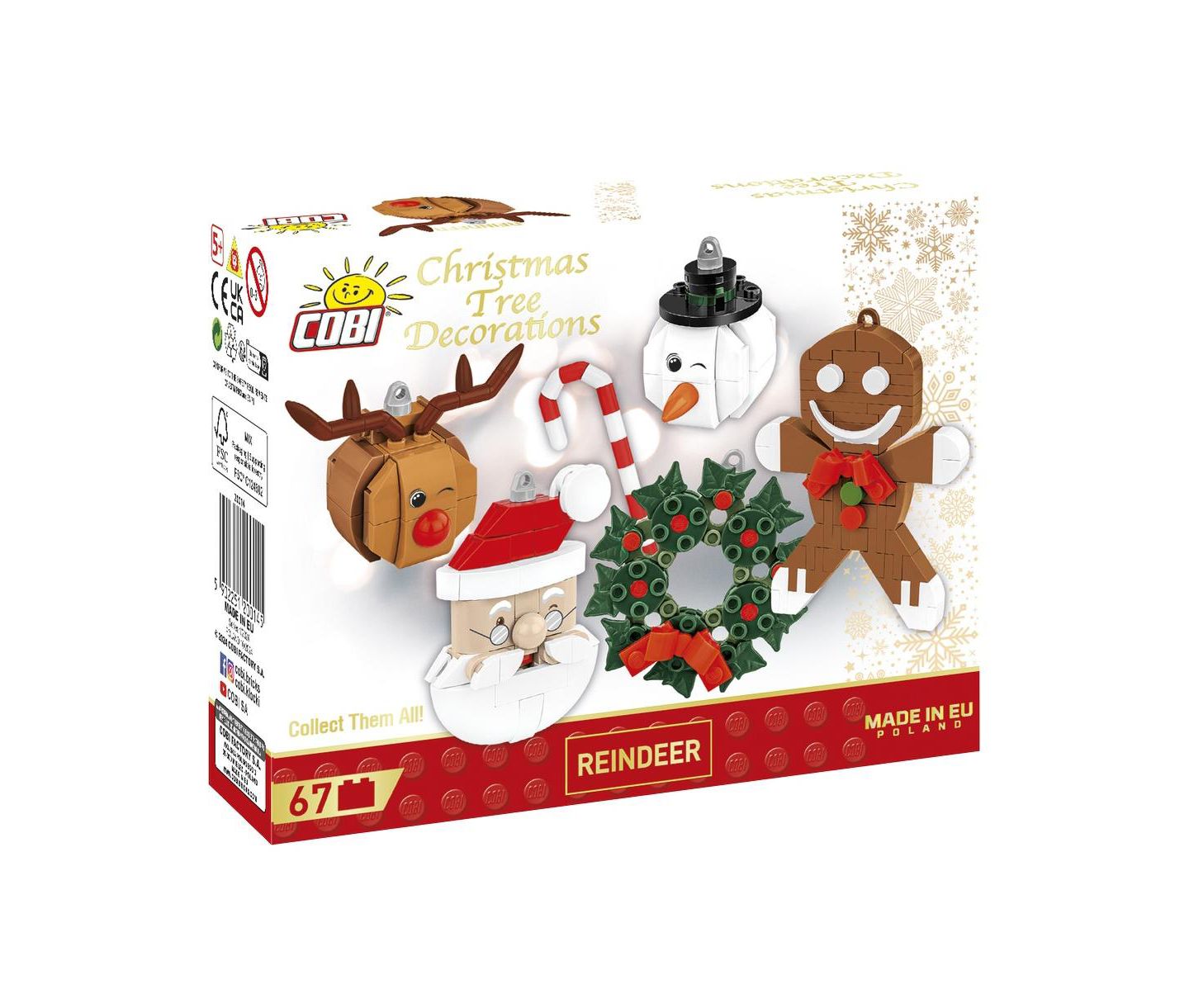 Детские конструкторы COBI Red-Nosed Reindeer Christmas Tree Decoration 67-Piece Ornament, Ages 5+ — фото 2