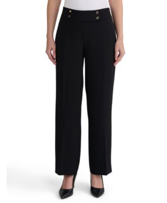 Women's Extended-Tab Fly-Front Wide-Leg Pants