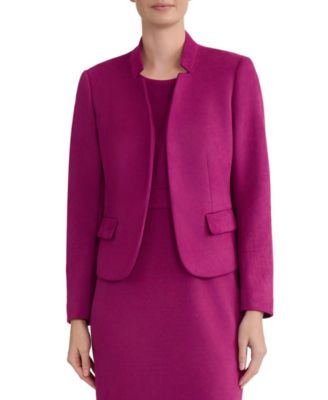 Women's Faux Suede Collared Open-Front Blazer