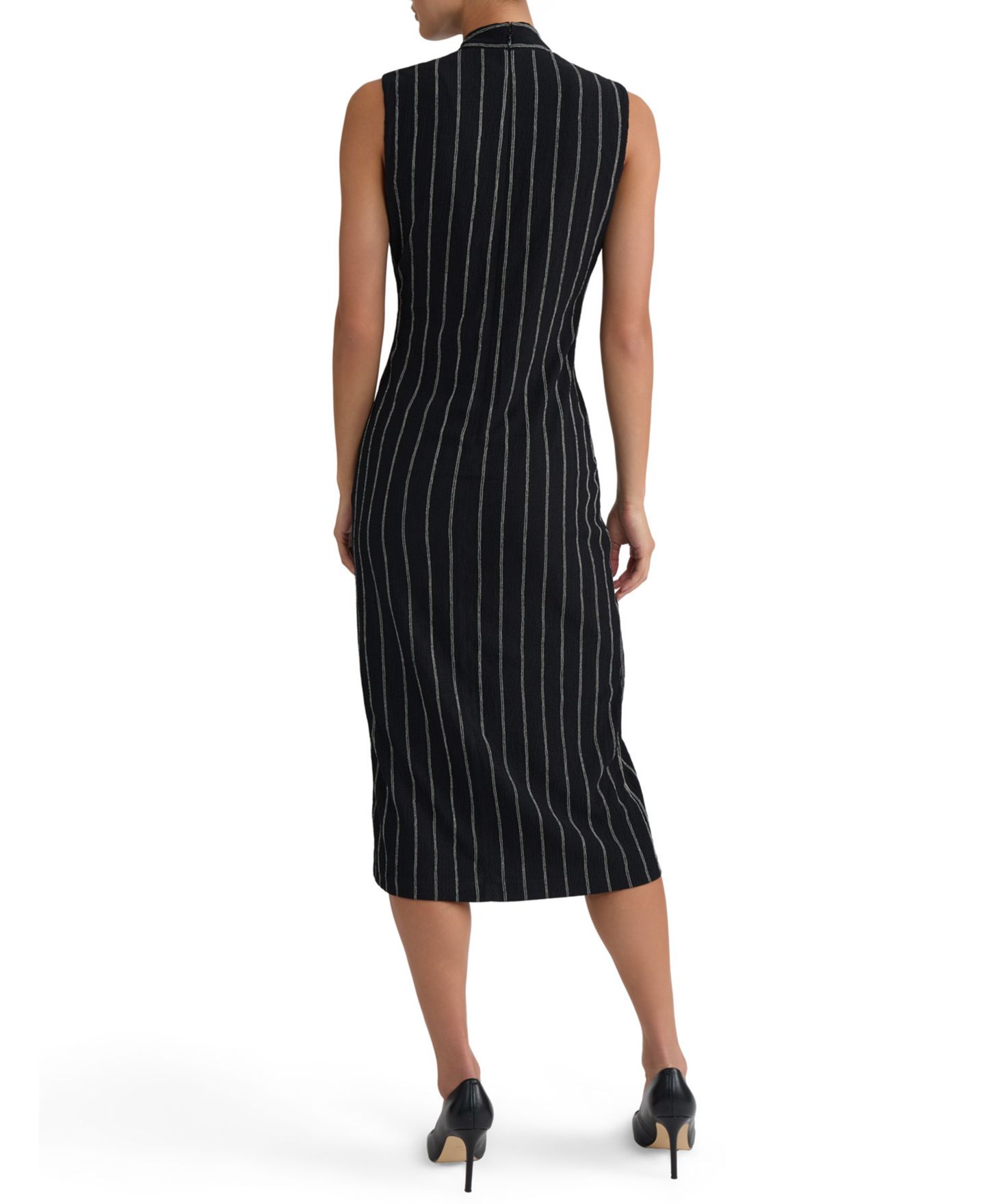 Женское платье Kasper Wrap-Front Sleeveless Midi, цвет: Чёрный / Белый — фото 8