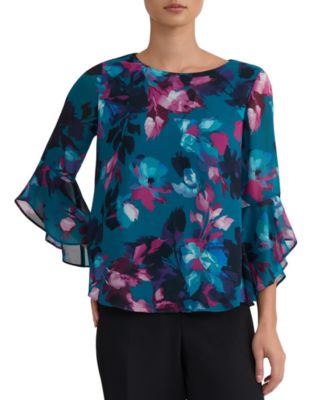 Women's Crewneck Ruffle-Sleeve Blouse