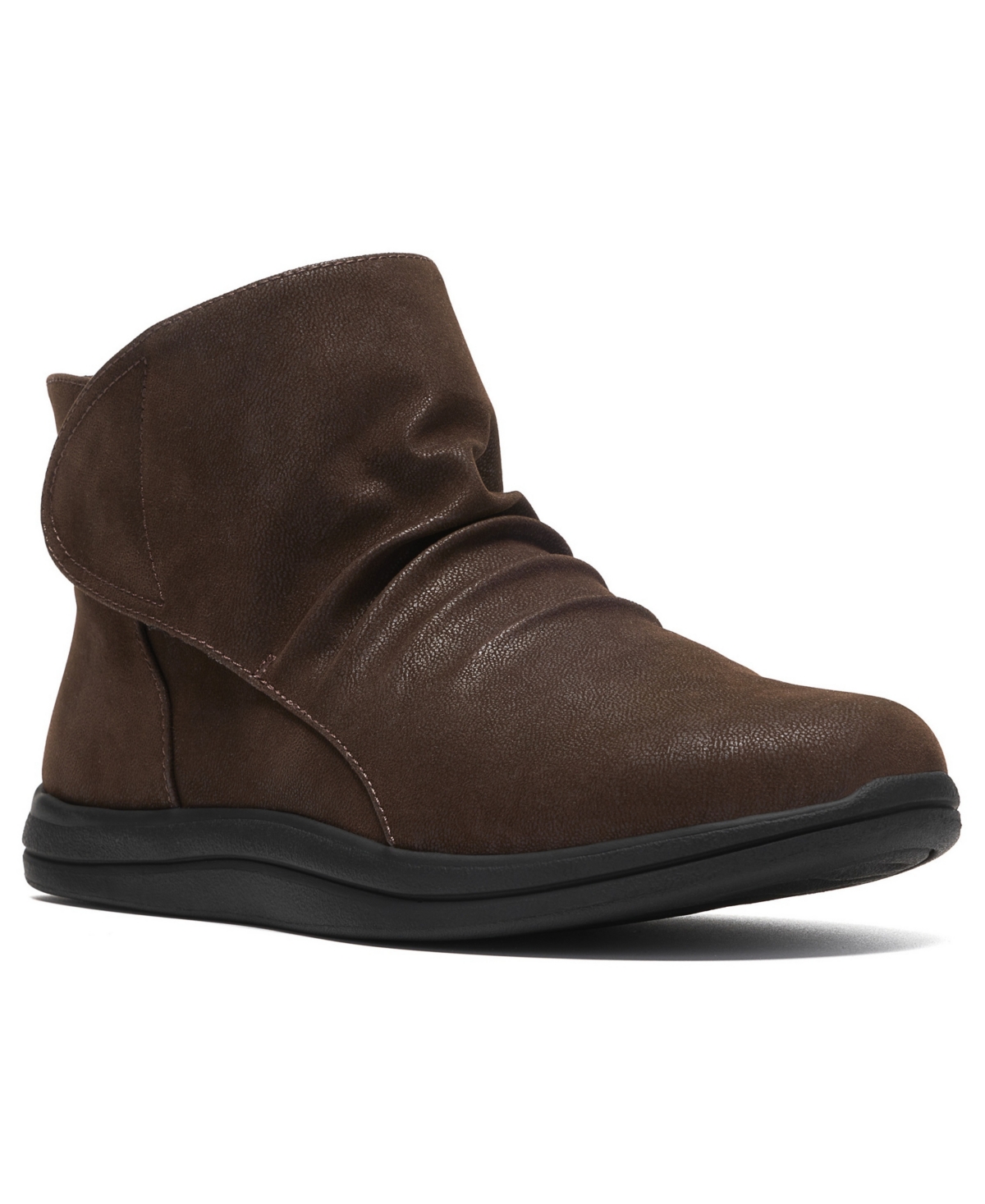 Clarks Cloudsteppers Women's Breeze Faye Round Toe Booties - Dark Brown Textile