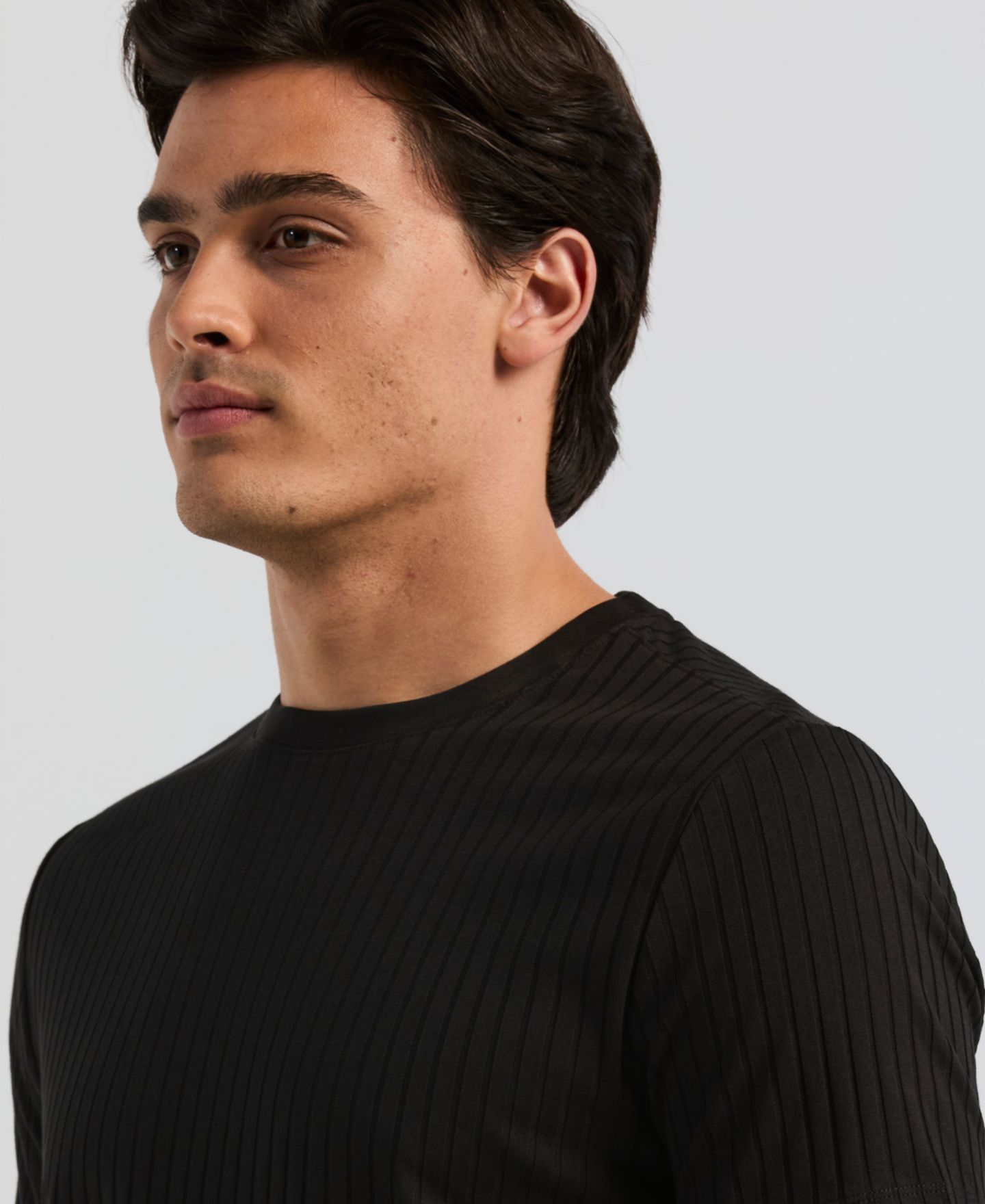 Мужская футболка Perry Ellis Rib Knit Crew Neck, цвет: Чёрный — фото 4