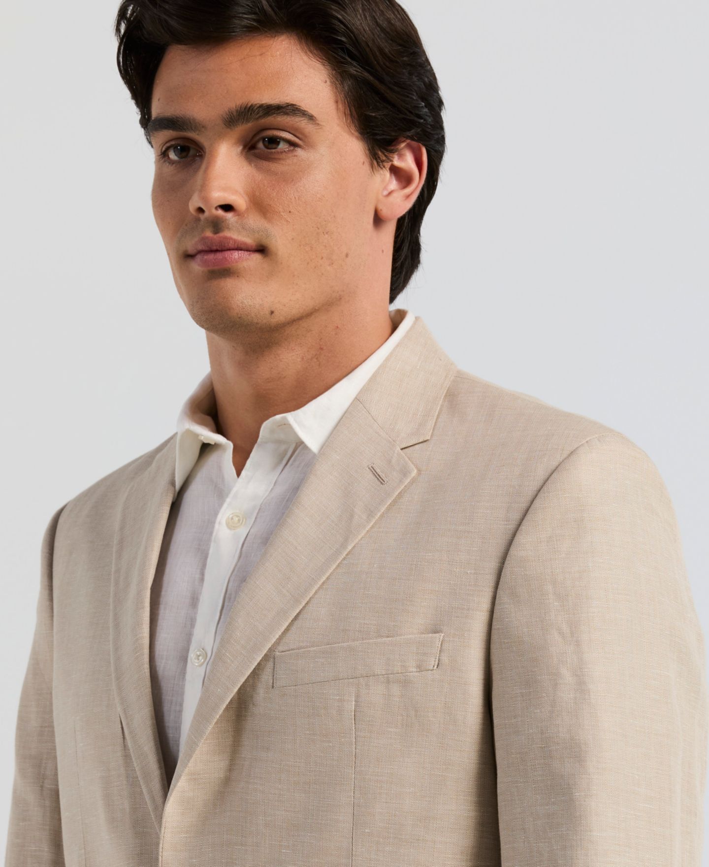 Мужской пиджак Perry Ellis Herringbone Linen Blazer, цвет: Натуральный льняной — фото 4