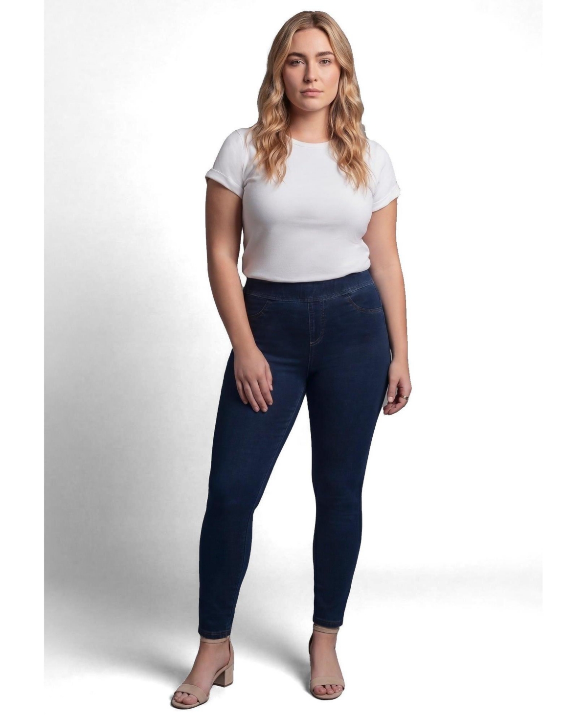 Avenue Plus Gabrielle Pull-On Mid-Rise Skinny Leg Denim Leggings