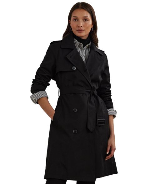 Женское пальто Lauren Ralph Lauren Belted Water-Resistant Trench, цвет: Чёрный