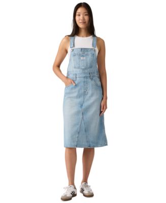 levis denim overall dress Levi's Women's Decon Relaxed-Fit Sleeveless Skirtall Pink Size:2XL 41