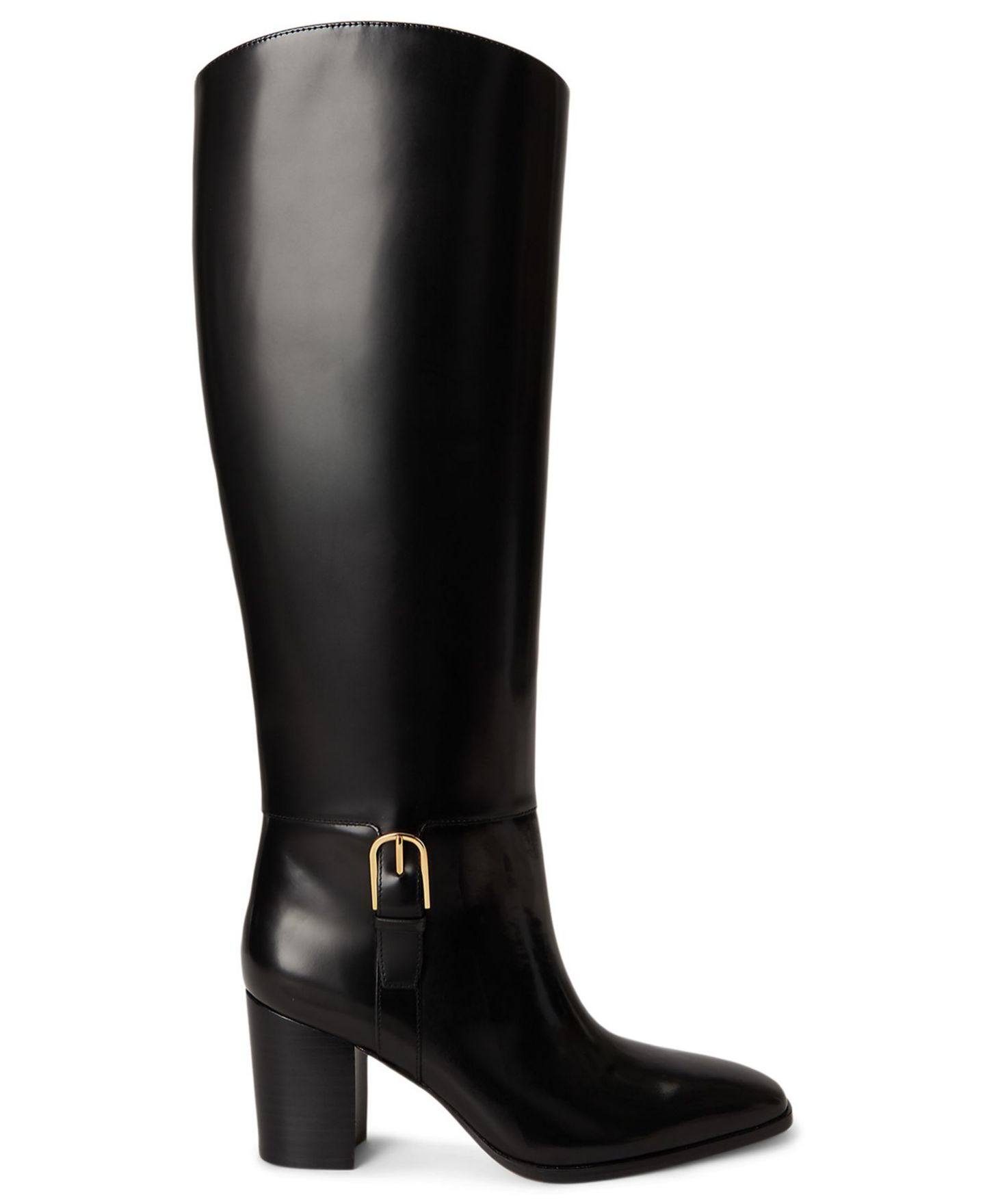 Женские ботинки Lauren Ralph Lauren Raelynn Square Toe Tall, цвет: Чёрный гладкий кожаный — фото 2