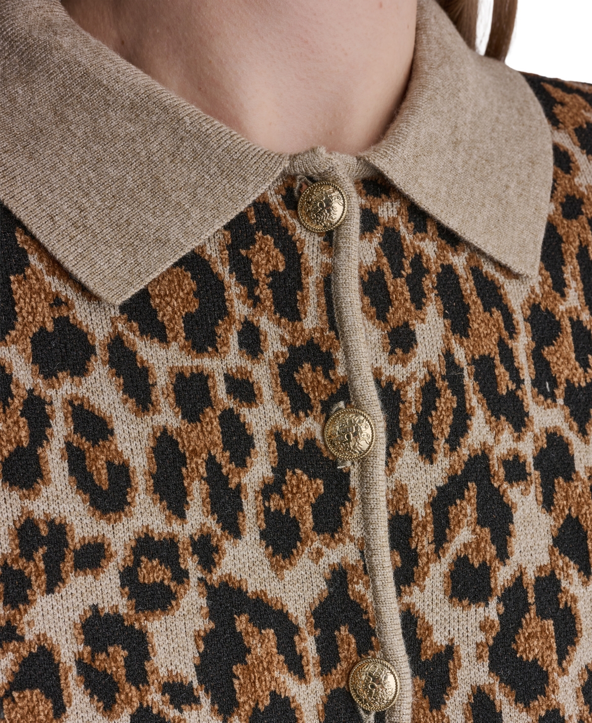 Bcbg Women's Leopard-Print Button-Front Fitted Cardigan