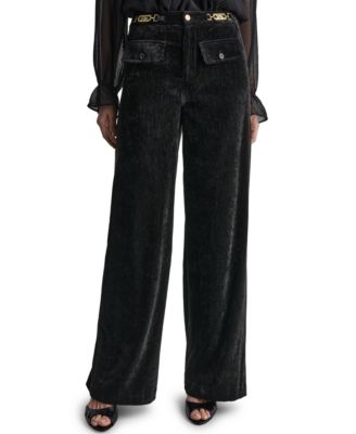 Women's High-Rise Wide-Leg Velvet Pants