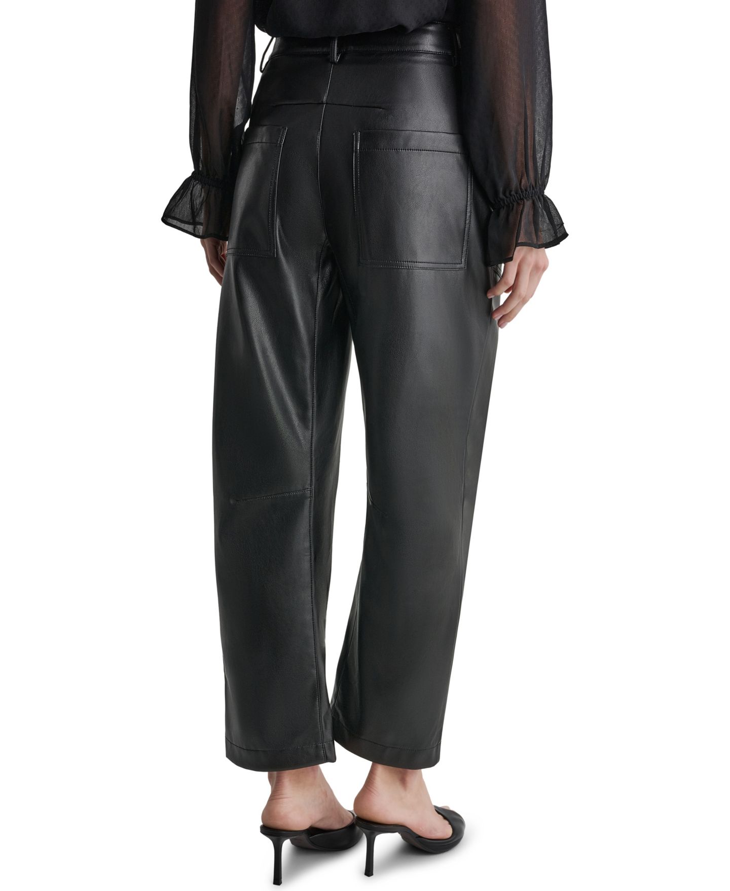 Женские брюки BCBG Barrel Faux Leather, цвет: Чёрный — фото 4