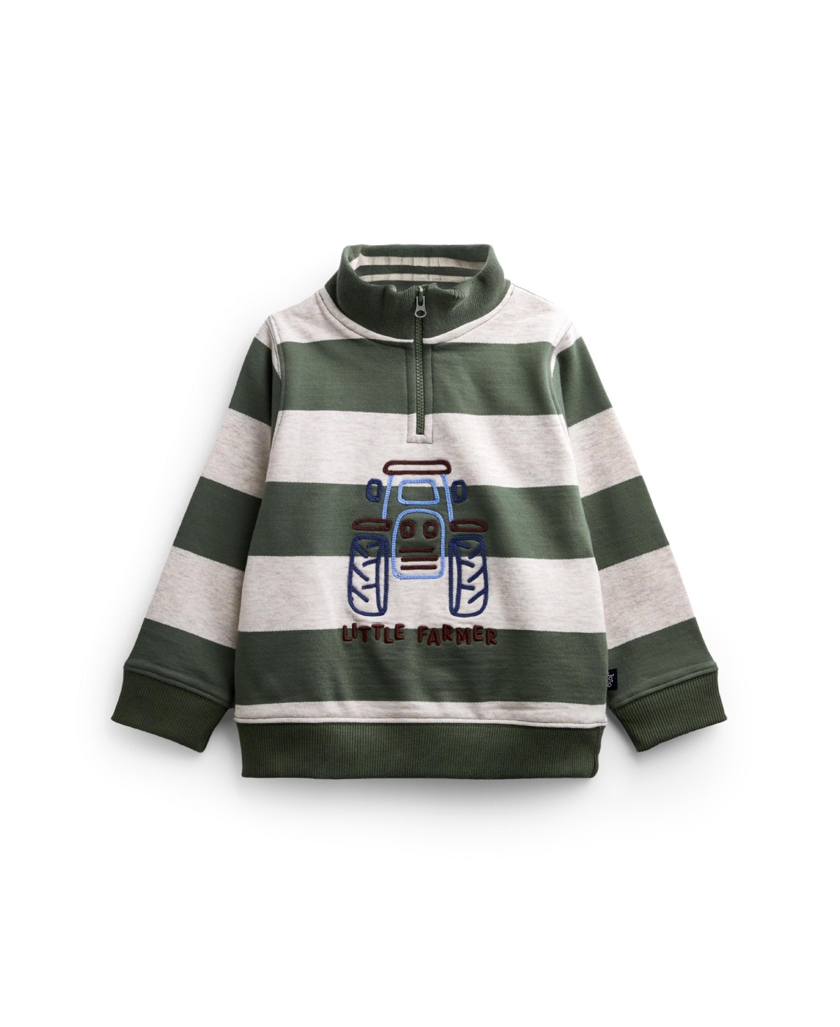 JoJo Maman Bebe Toddler Boys' 2T-5T Half-Zip Long-Sleeve Embroidered Sweatshirt