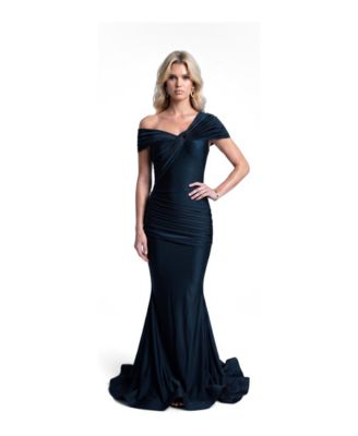 Women's One Shoulder Twist Ruched Mermaid Evening Gown