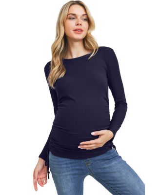 Maternity Ribbed Drawstring Top
