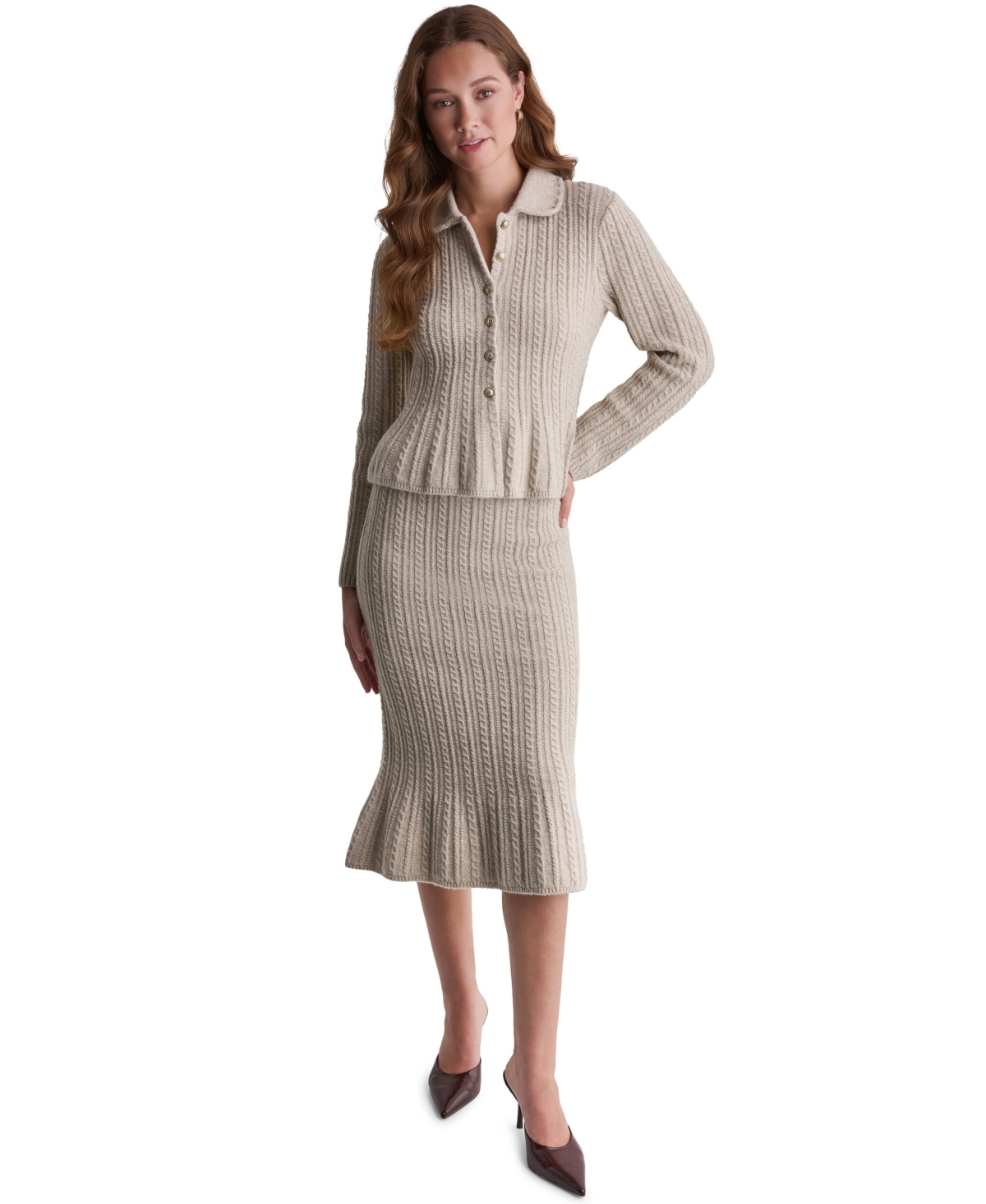 Bcbg Women's Peplum Cable-Knit Cardigan