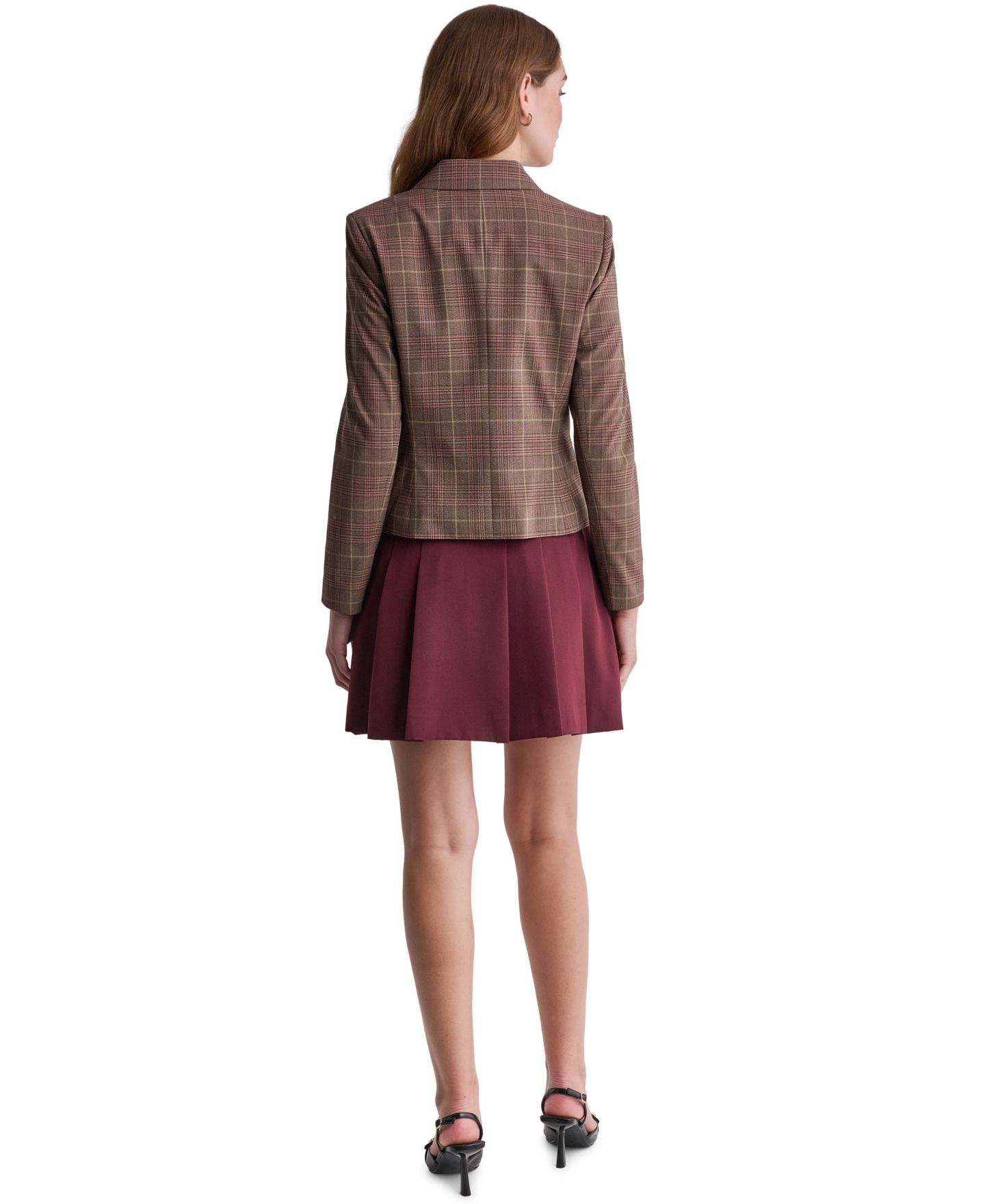 Женский пиджак BCBG Plaid Shoulder-Padded Stretch Blazer, цвет: Теневой мерло разноцветный — фото 5