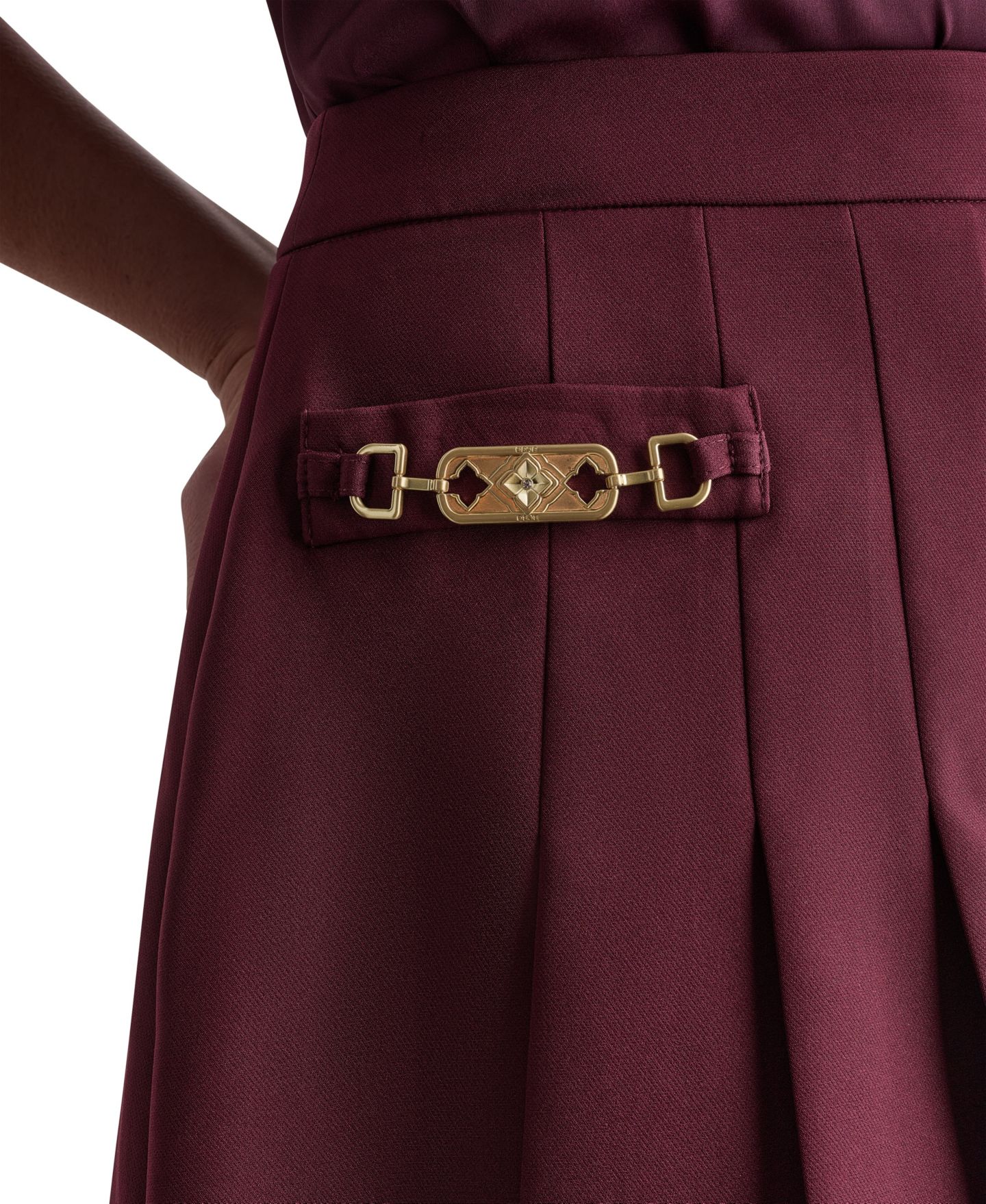 Женская юбка BCBG Pleated High-Waisted Mini, цвет: Теневой мерло — фото 4