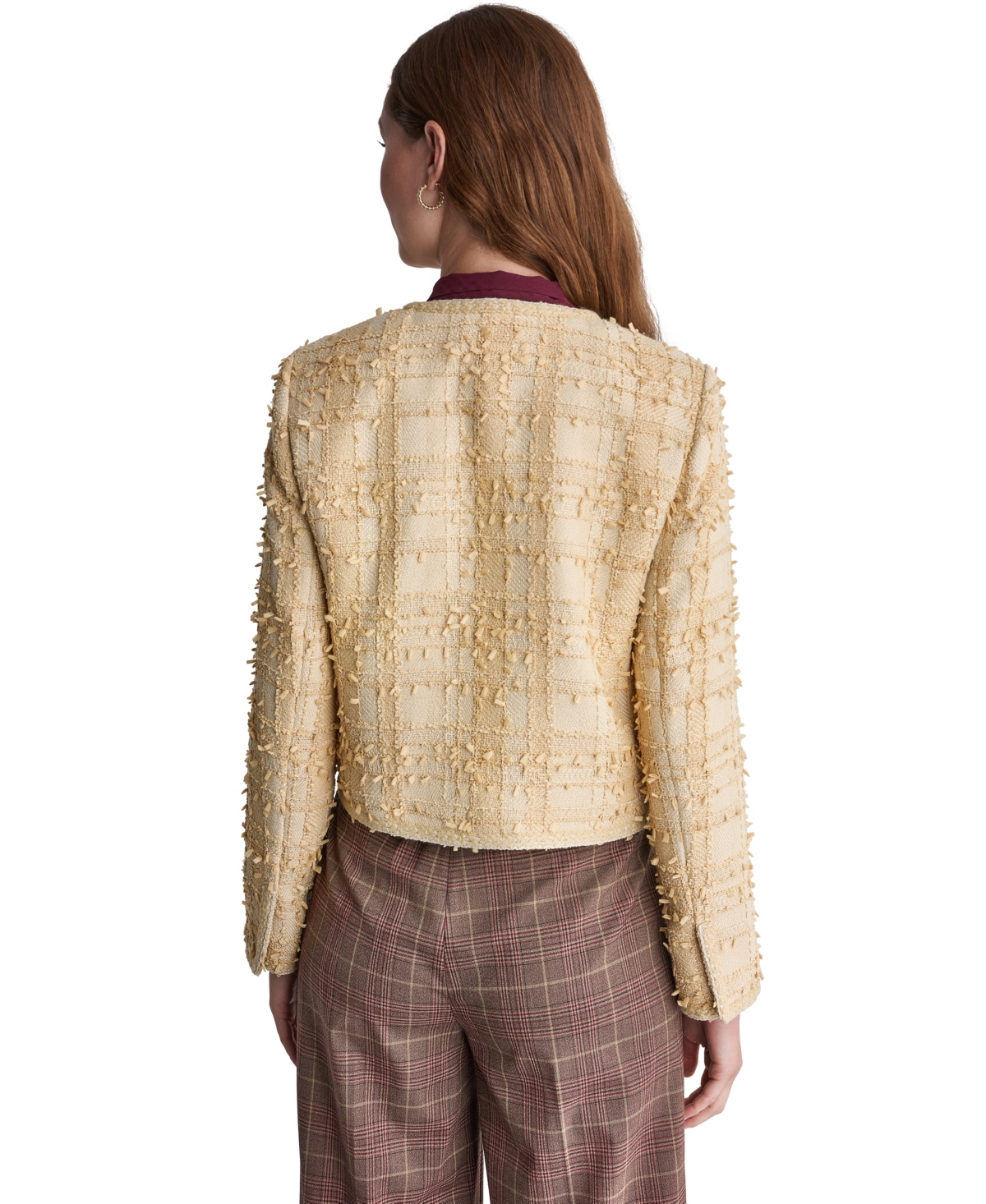Bcbg Women's Cropped Plaid Shoulder-Pad Jacket