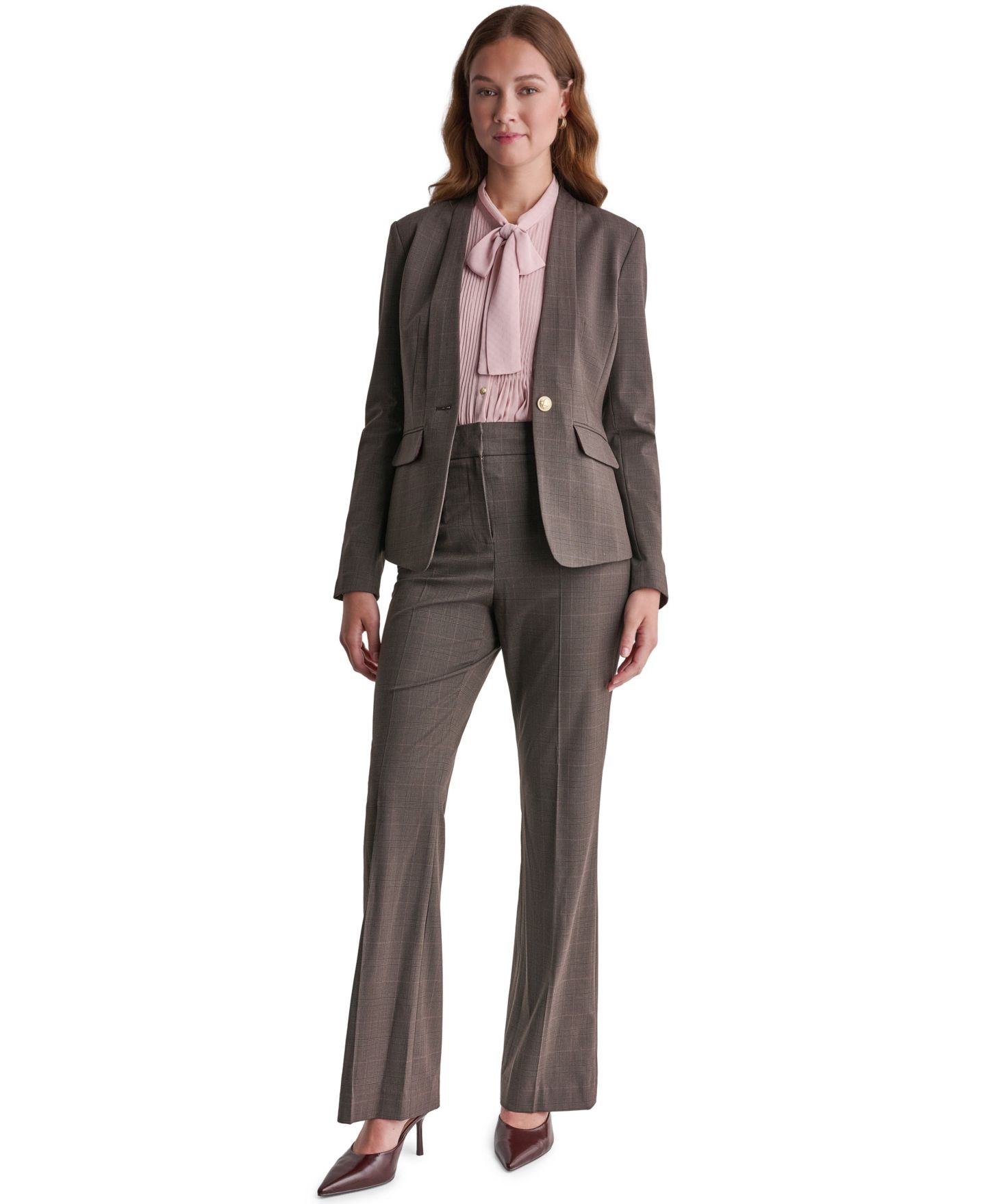 Женский пиджак BCBG Plaid Shoulder-Padding Blazer, цвет: Теневой мерло разноцветный — фото 2
