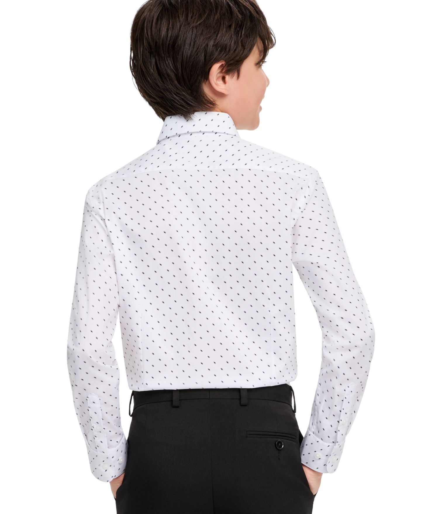 Рубашка Kenneth Cole Reaction Squares Button-Front Spread-Collar Cotton-Blend Shirt для мальчиков, цвет: Белый / Чёрный — фото 3